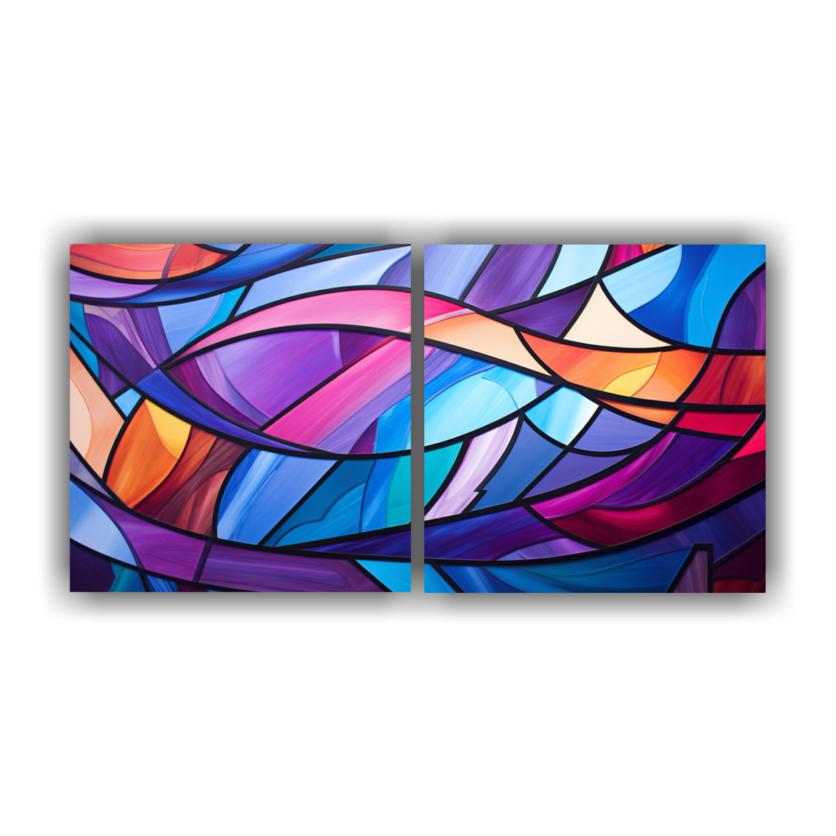 CUADRO ABSTRACTO ESTILO VITRAL EN COMPOSICIÓN 160X80 CM - 1