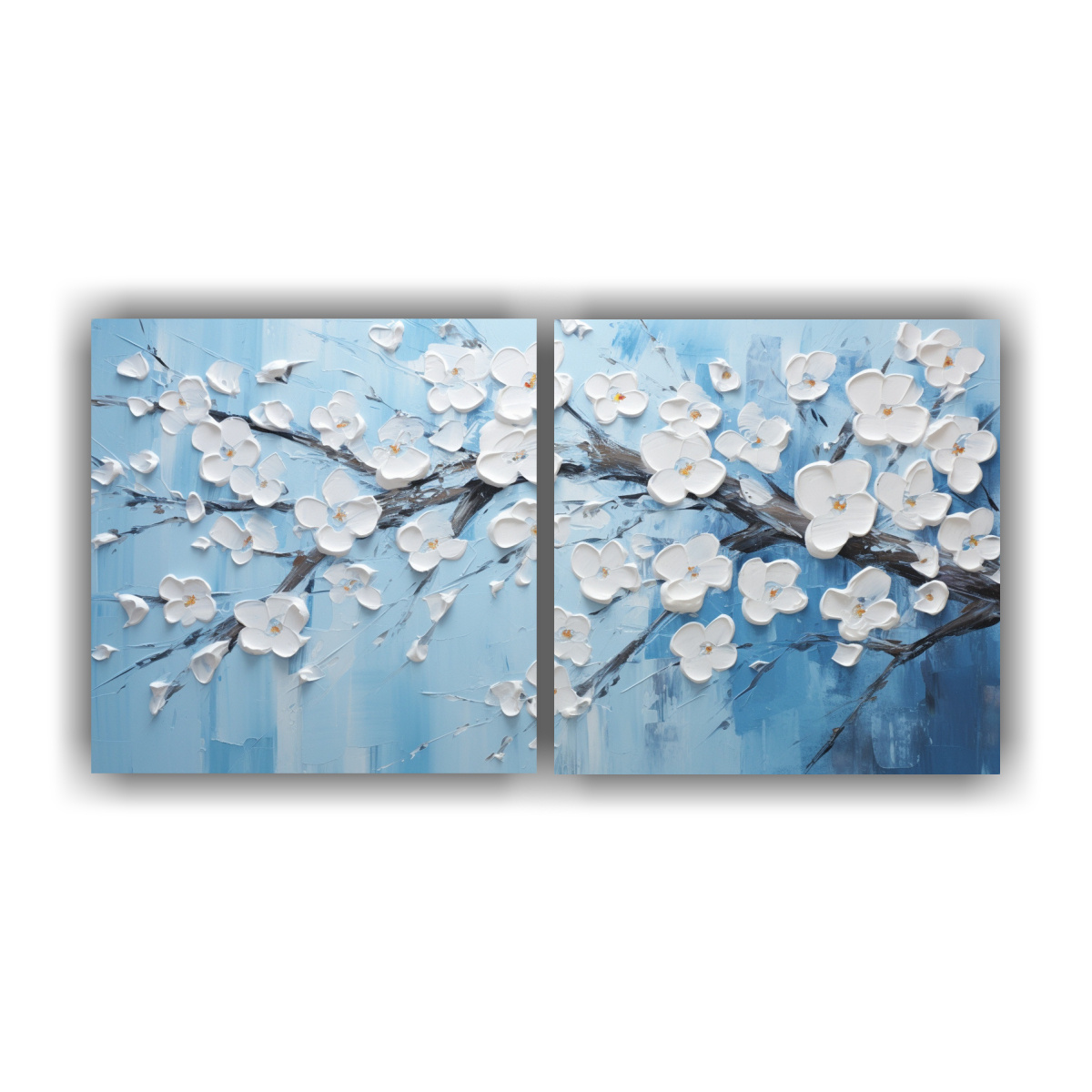LIENZO CONCEPTUAL REFINADO DE CEREZOS AZULES EN 100X50 CM - 1