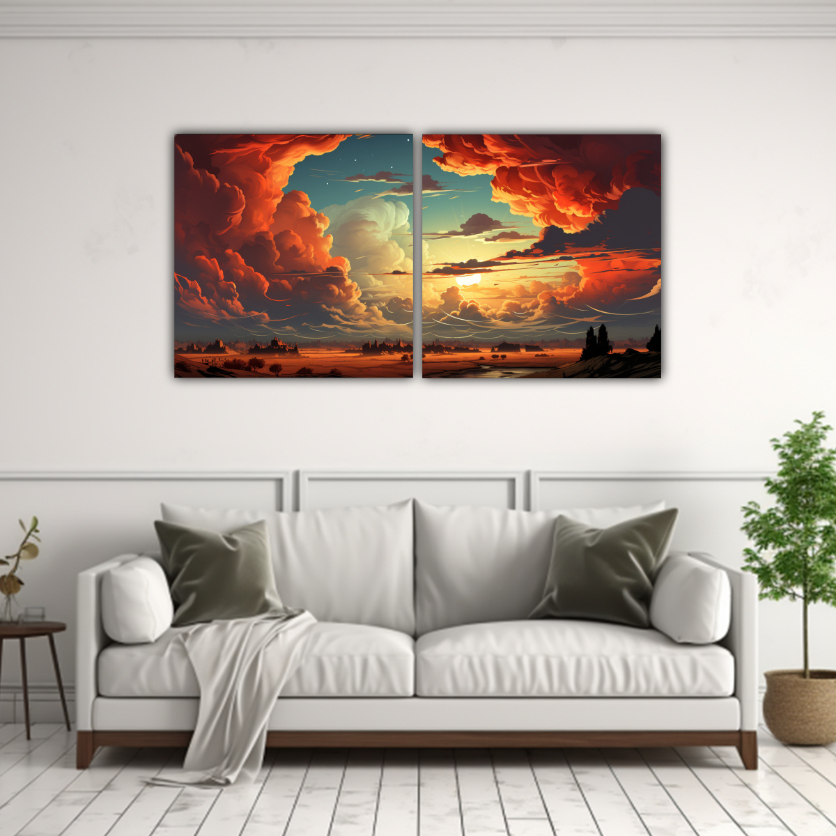 DÍPTICO TORMENTA DE ILUMINACIÓN INTENSA, NUBES 120X60 CM - 2