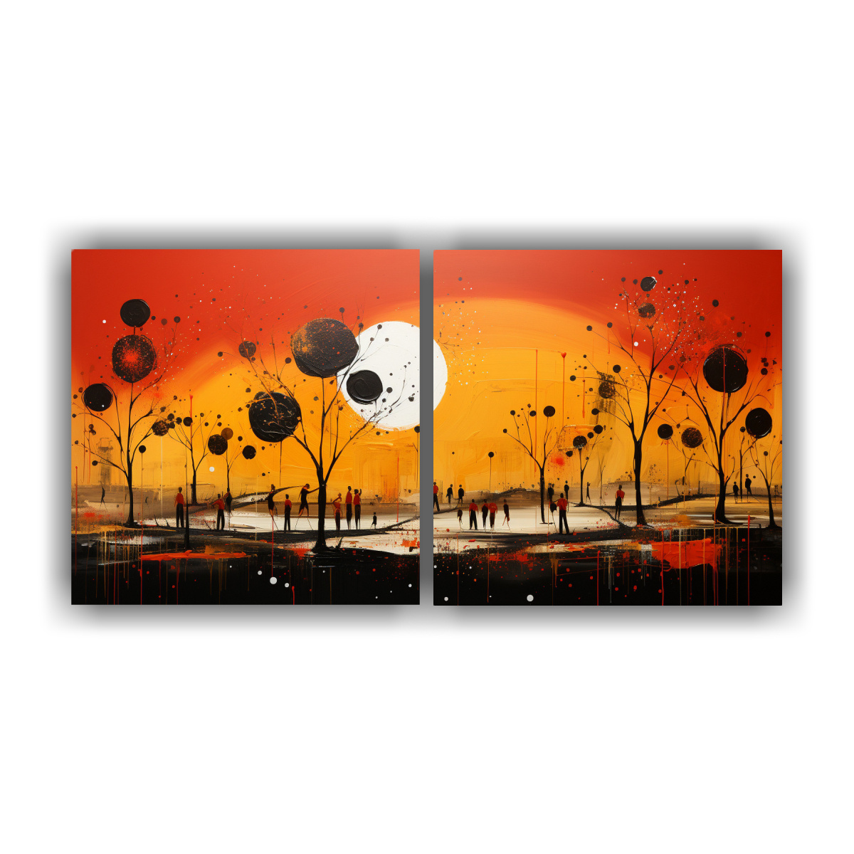 CUADROS ABSTRACCIÓN AMARILLO Y ROJO PINTURA 120X60 CM - 1