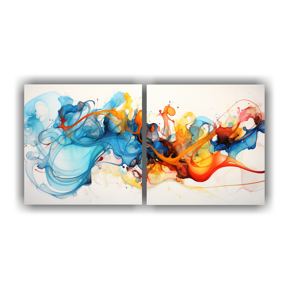 CUADROS MOVIMIENTO CONTRASTE ACUARELAS ABSTRACTAS 40X20 CM - 1