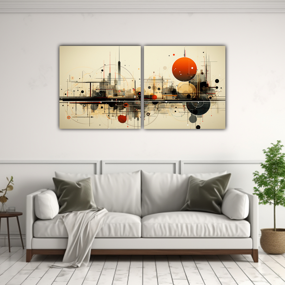 DOS TELAS EN BASTIDOR VANGUARDIA BONITO LIENZO DE 140X70 CM - 2