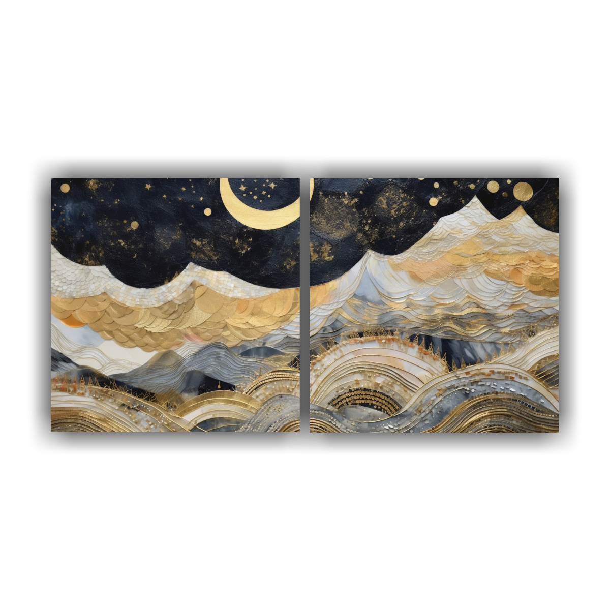 PINTURA DECORATIVA LUMINOSA CON LUNA Y MONTAÑAS 80X40 CM - 1