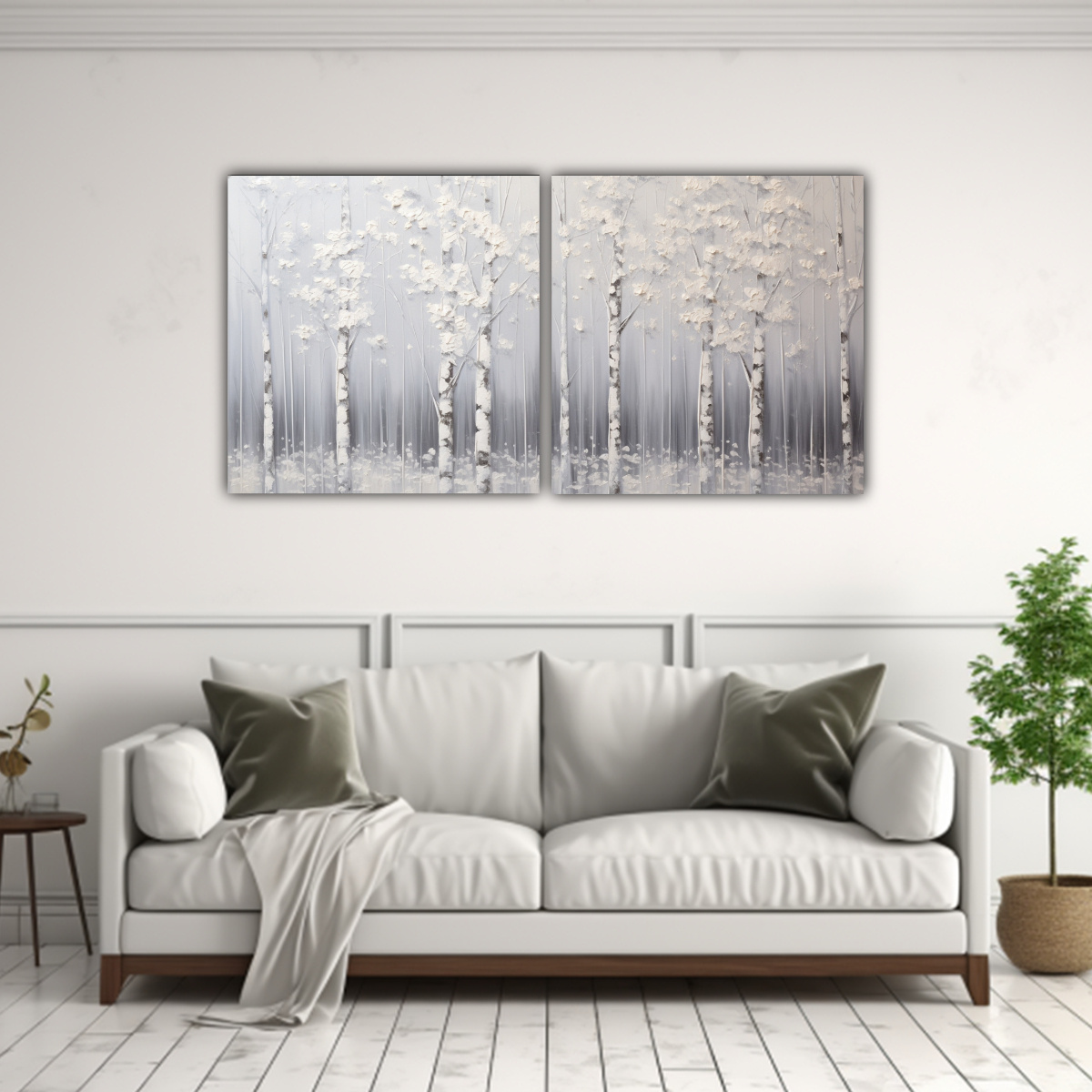 CUADRO DECORATIVO ESQUEMA BLANCO Y PLATEADO EN 80X40 CM - 2