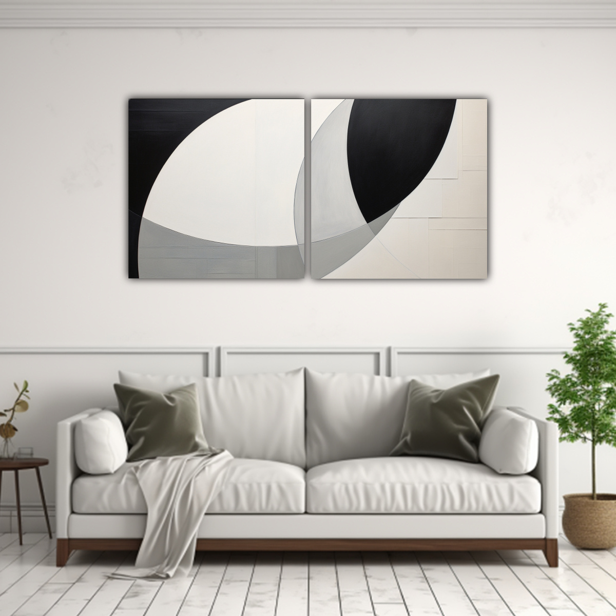 CUADRO MINIMALISTA ABSTRACTO EN MONOCROMO 40X20 CM - 2