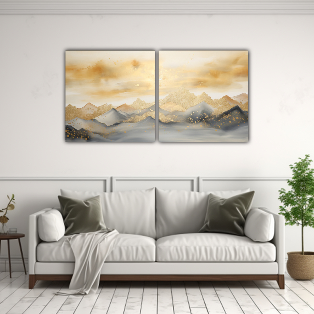 CUADRO MODERNO PAISAJE DE MONTAÑA CON ESTILO 80X40 CM - 2