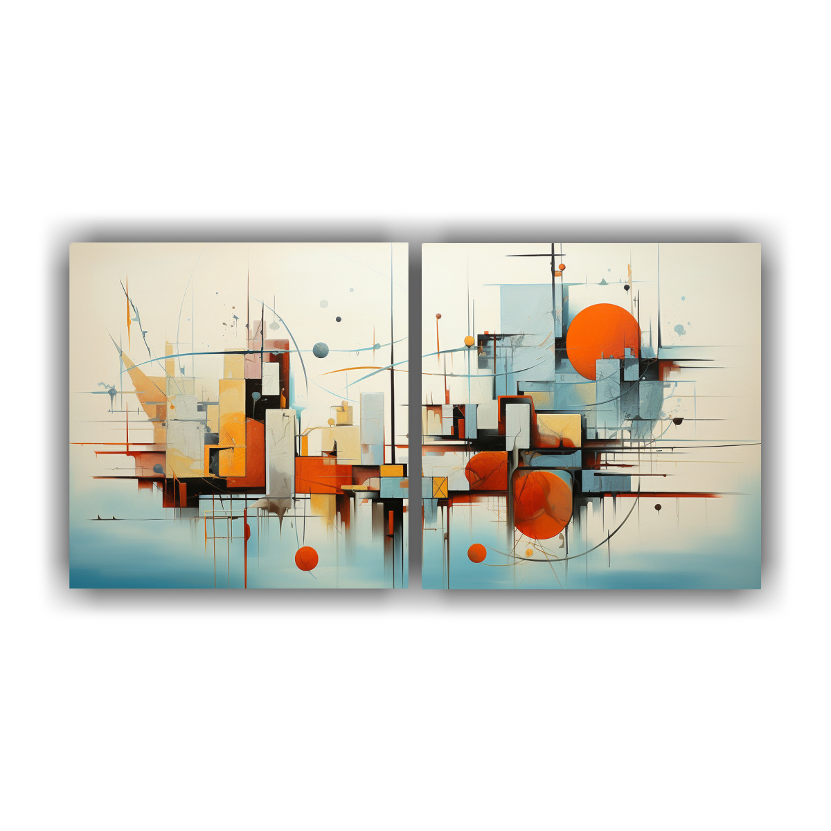 CUADROS ABSTRACTOS MODERNOS DOS TELAS ESTILO 160X80 CM - 1
