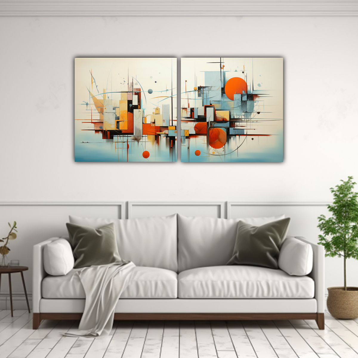 CUADROS ABSTRACTOS MODERNOS DOS TELAS ESTILO 160X80 CM - 2