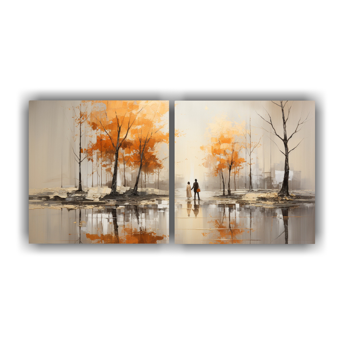 DOS LIENZOS ABSTRACTOS IMPRESIONANTES DE ÁRBOLES 140X70 CM - 1