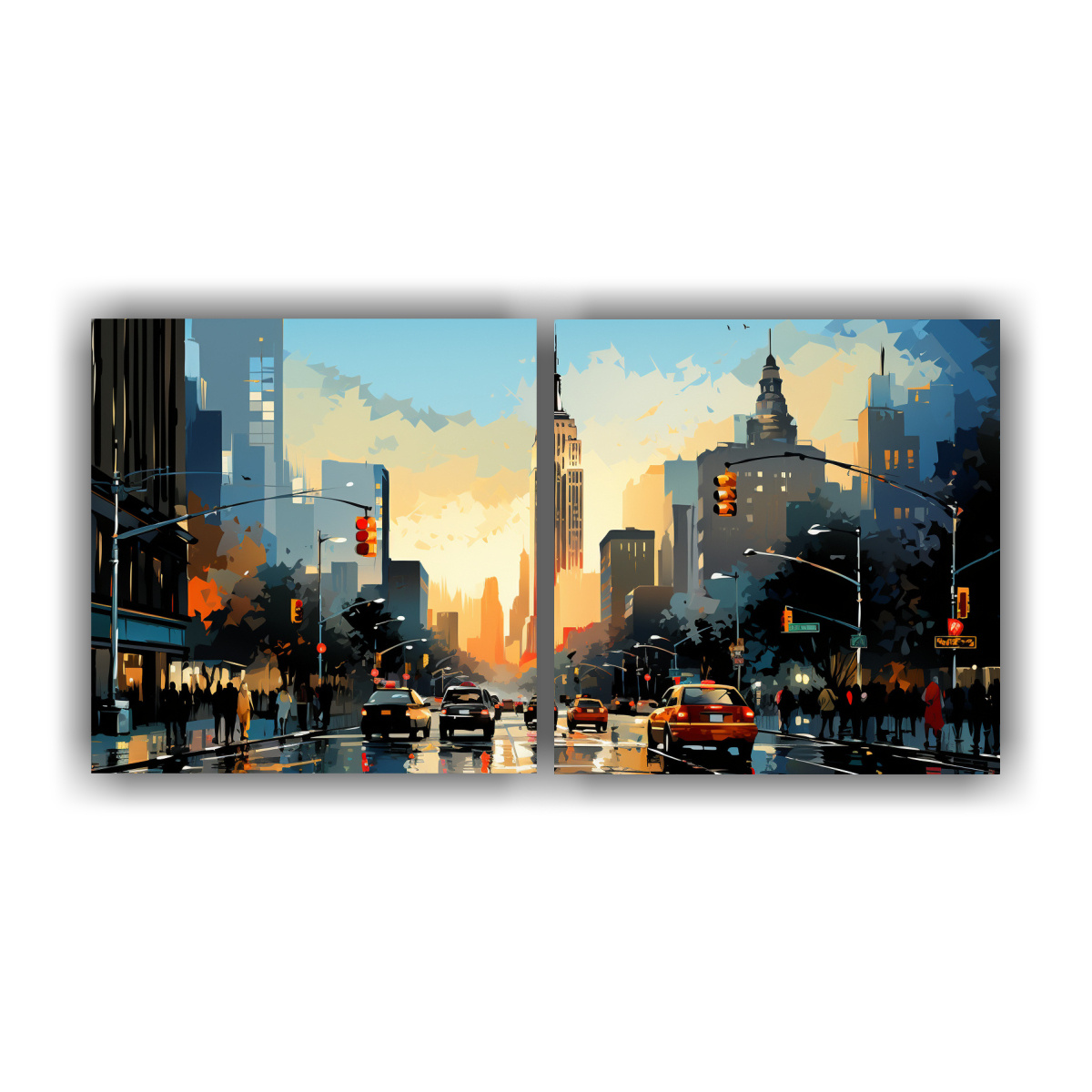 DIPTICO HORIZONTAL PROFUNDIDAD MORNING NYC ESTILO 160X80 CM - 1