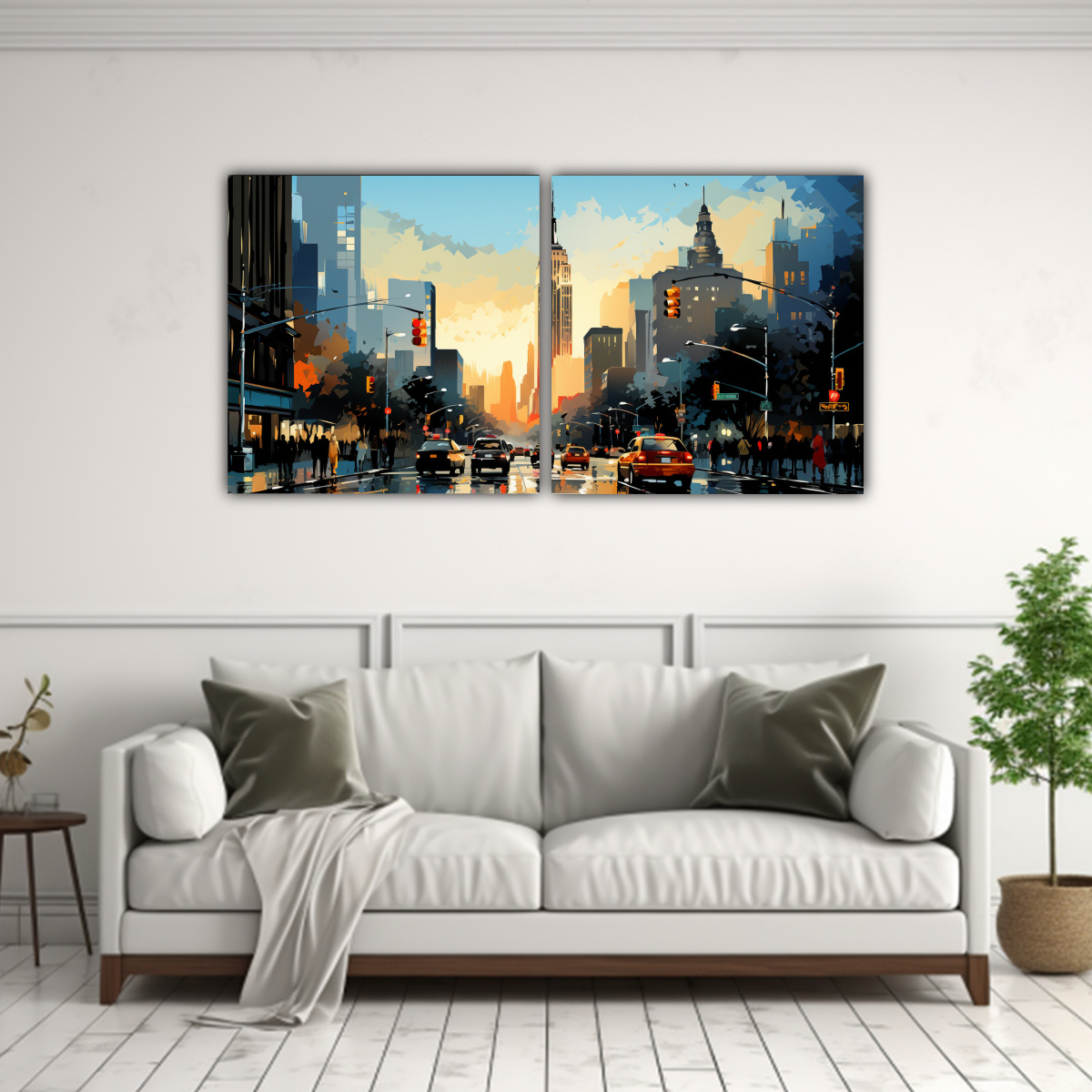 DIPTICO HORIZONTAL PROFUNDIDAD MORNING NYC ESTILO 160X80 CM - 2