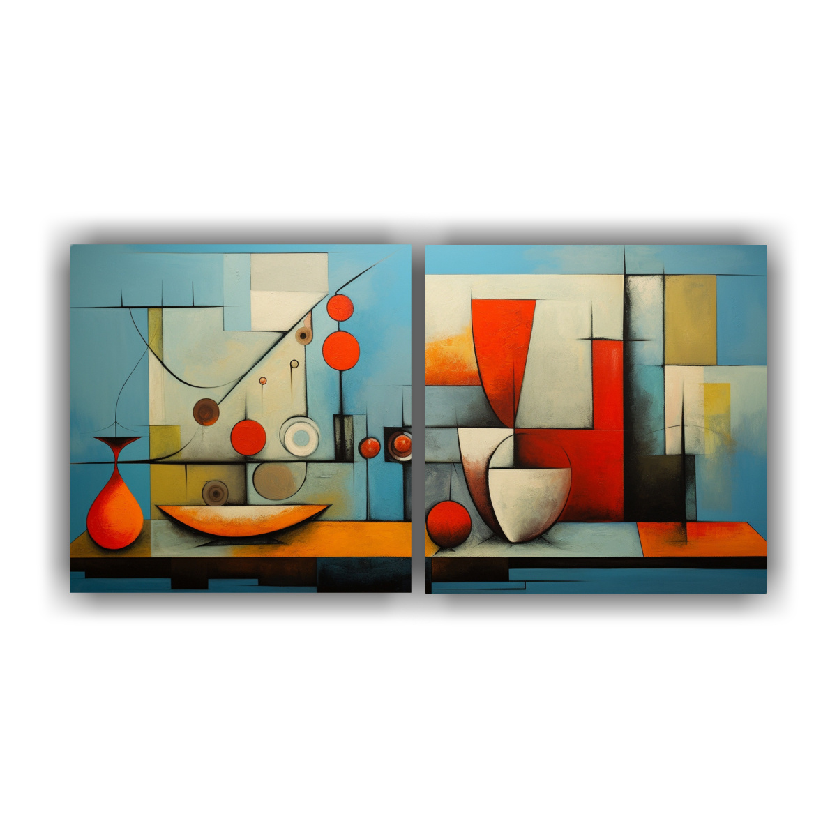 CUADROS DE CUADRO SIMÉTRICA PARA COMEDOR 100X50 CM - 1