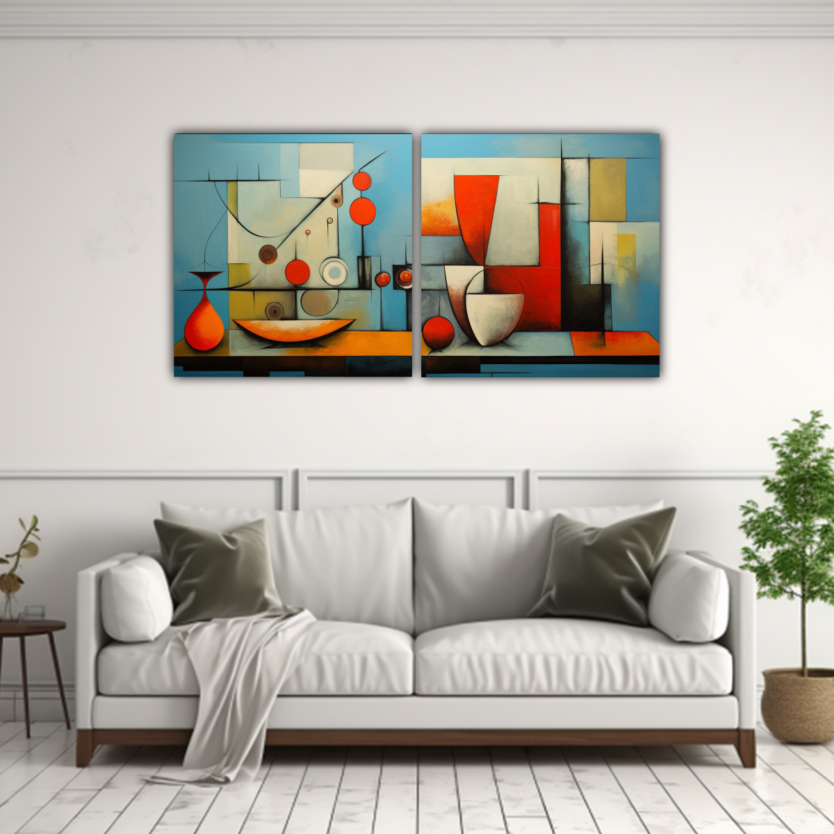 CUADROS DE CUADRO SIMÉTRICA PARA COMEDOR 100X50 CM - 2