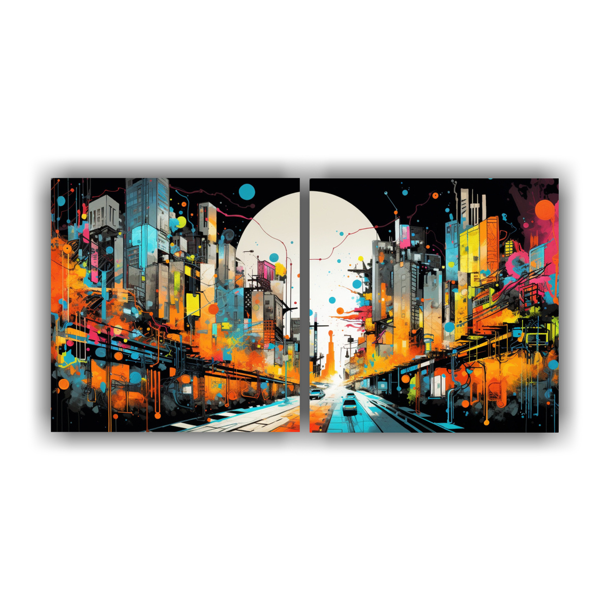 SET DE 2 PINTURAS DECORATIVAS ABSTRACTAS DE LA 140X70 CM - 1