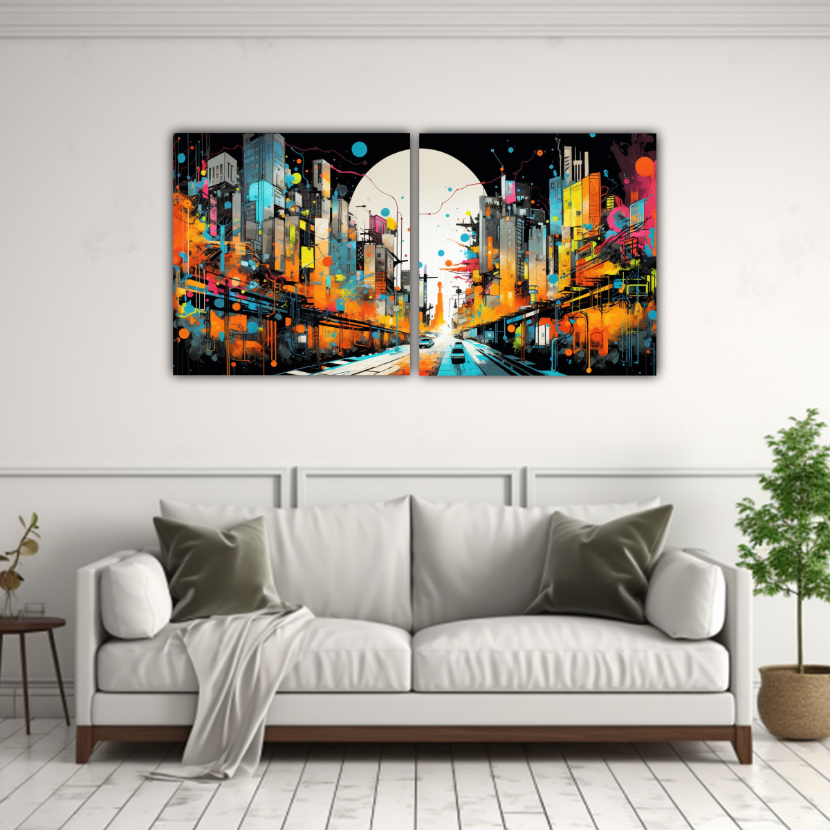 SET DE 2 PINTURAS DECORATIVAS ABSTRACTAS DE LA 140X70 CM - 2