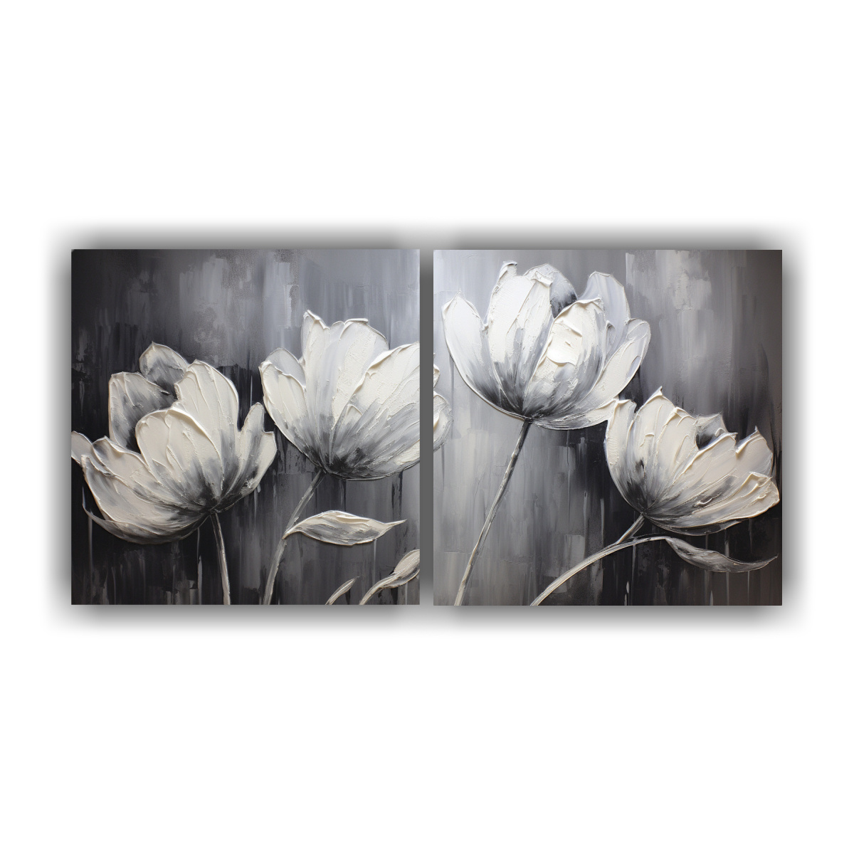 PINTURA AL ÓLEO SOBRE LIENZO DE TULIPANES NEGROS 160X80 CM - 1