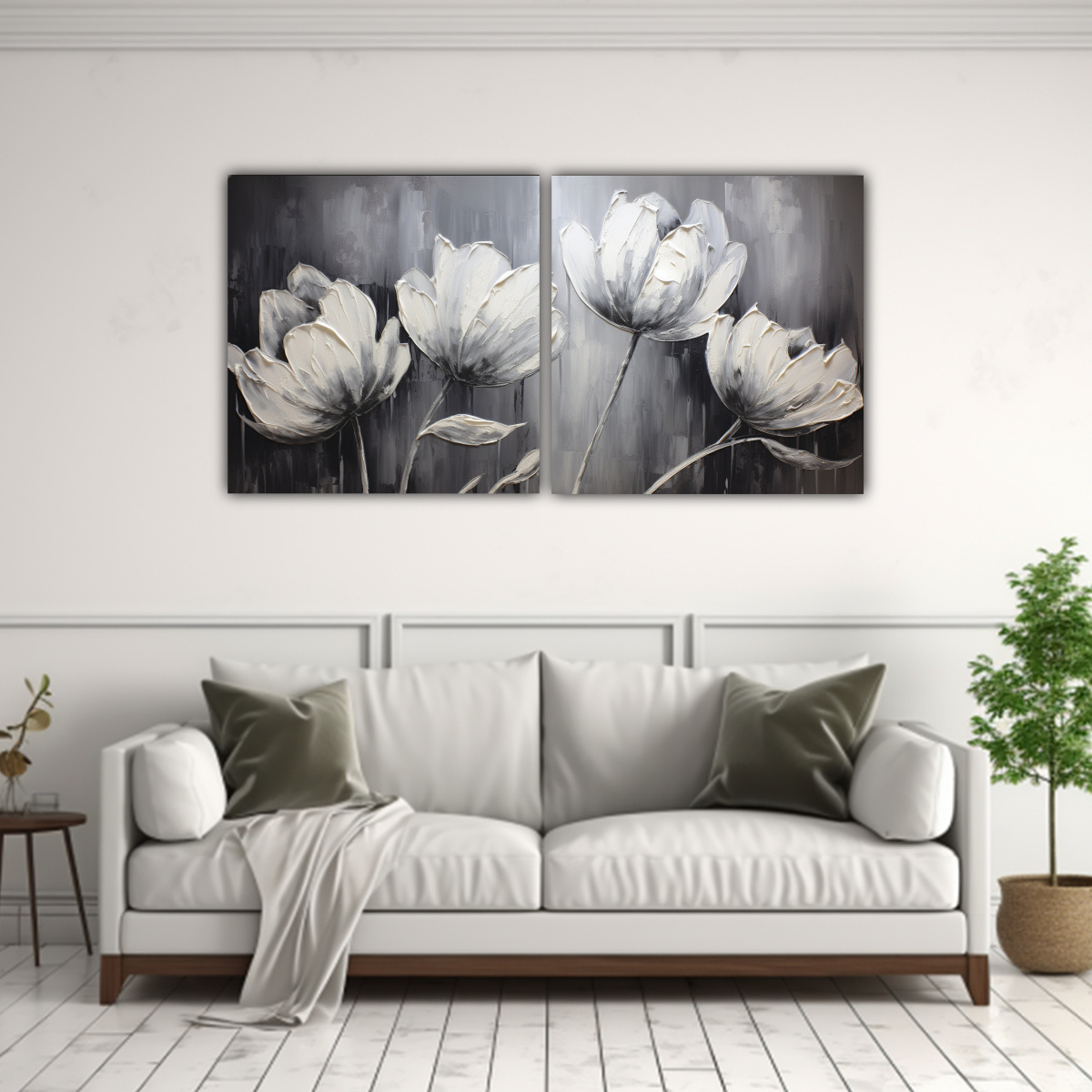 PINTURA AL ÓLEO SOBRE LIENZO DE TULIPANES NEGROS 160X80 CM - 2