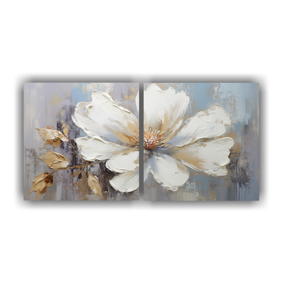 CUADRO FLORAL DORADO EN LIENZO ESTILO ESPECTACULAR 60X30 CM - 1