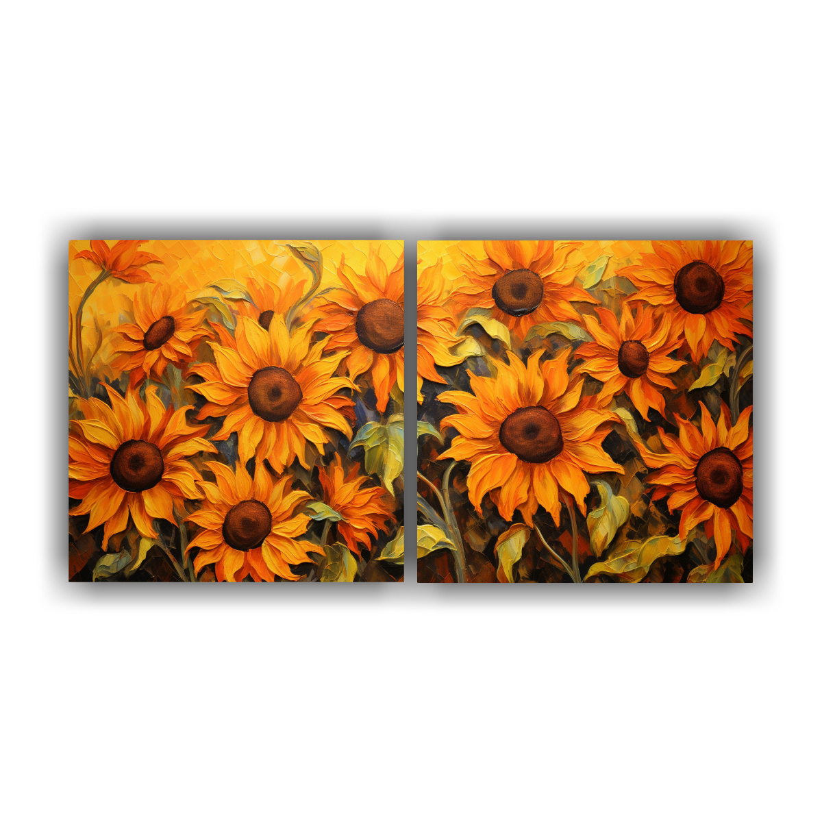 CONJUNTO DE TELAS CON CUADRO DE GIRASOLES 100X50 CM - 1