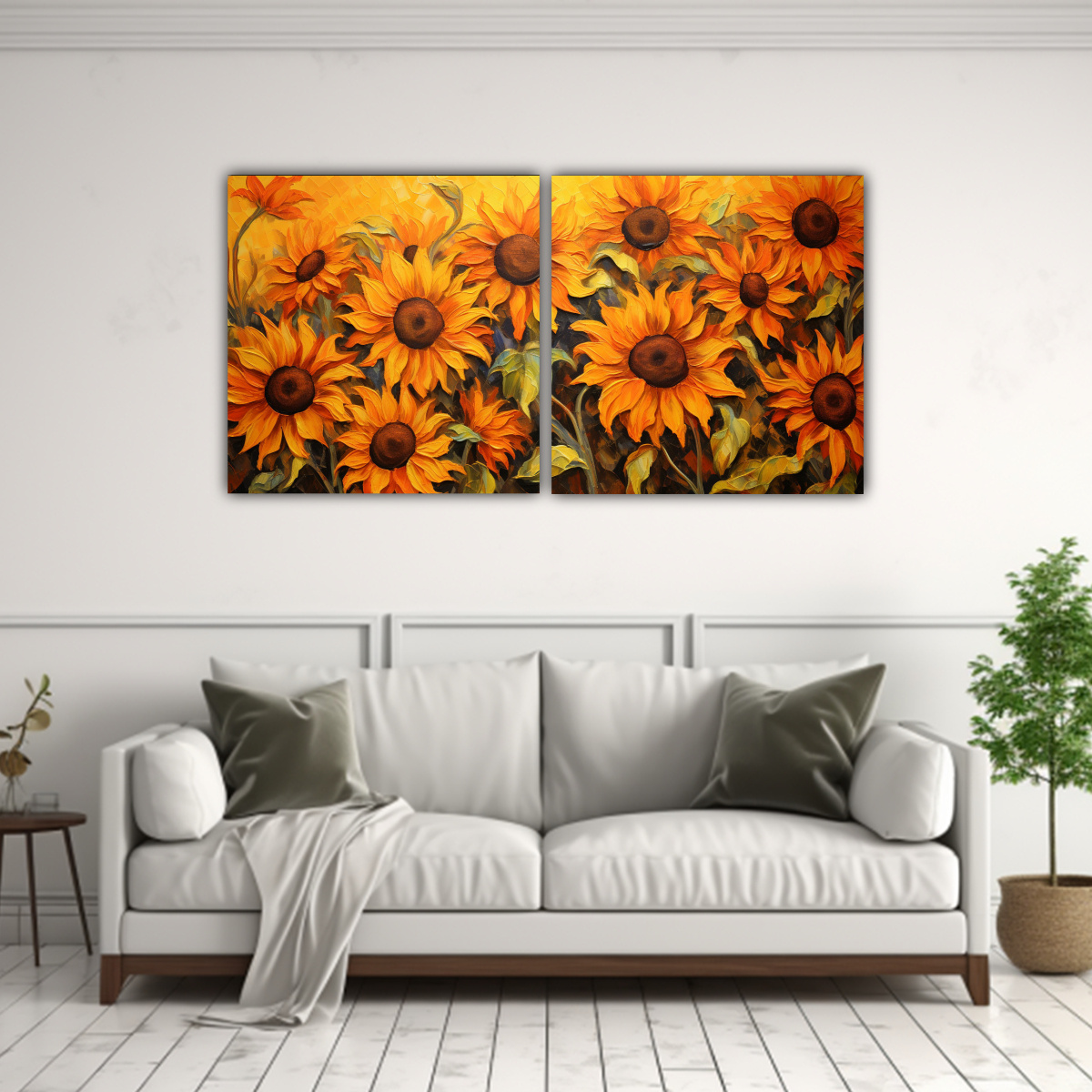 CONJUNTO DE TELAS CON CUADRO DE GIRASOLES 100X50 CM - 2