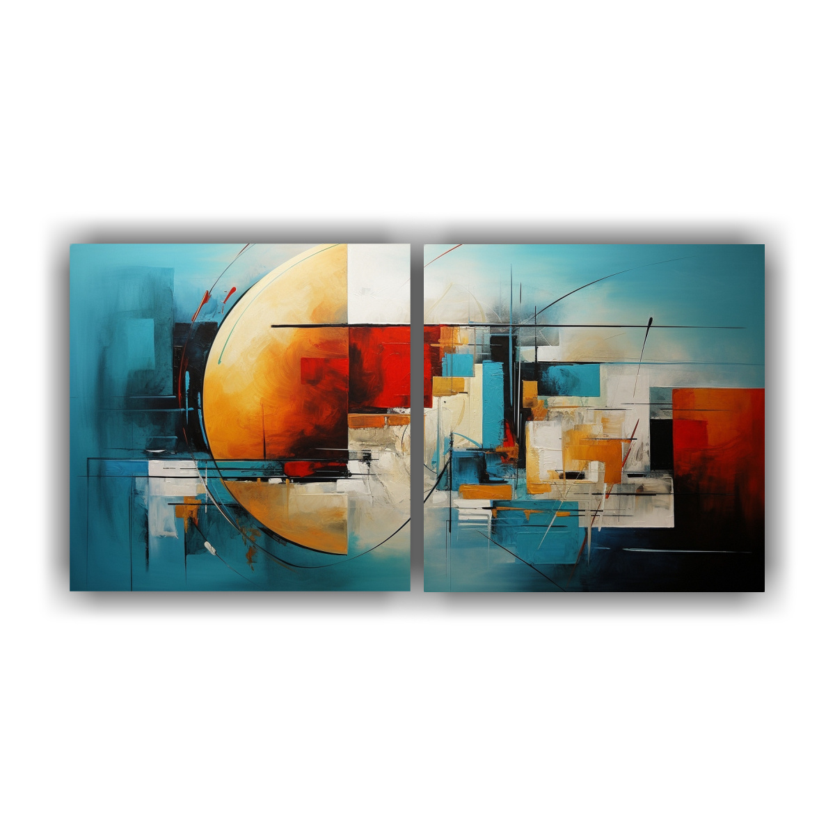CUADROS ABSTRACTOS DE TELA PARA DECORACIÓN 80X40 CM - 1