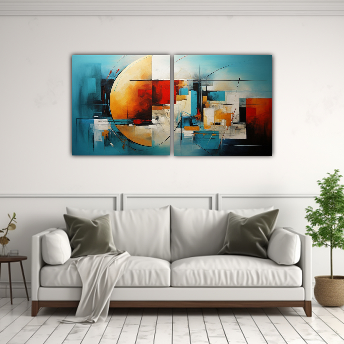 CUADROS ABSTRACTOS DE TELA PARA DECORACIÓN 80X40 CM - 2