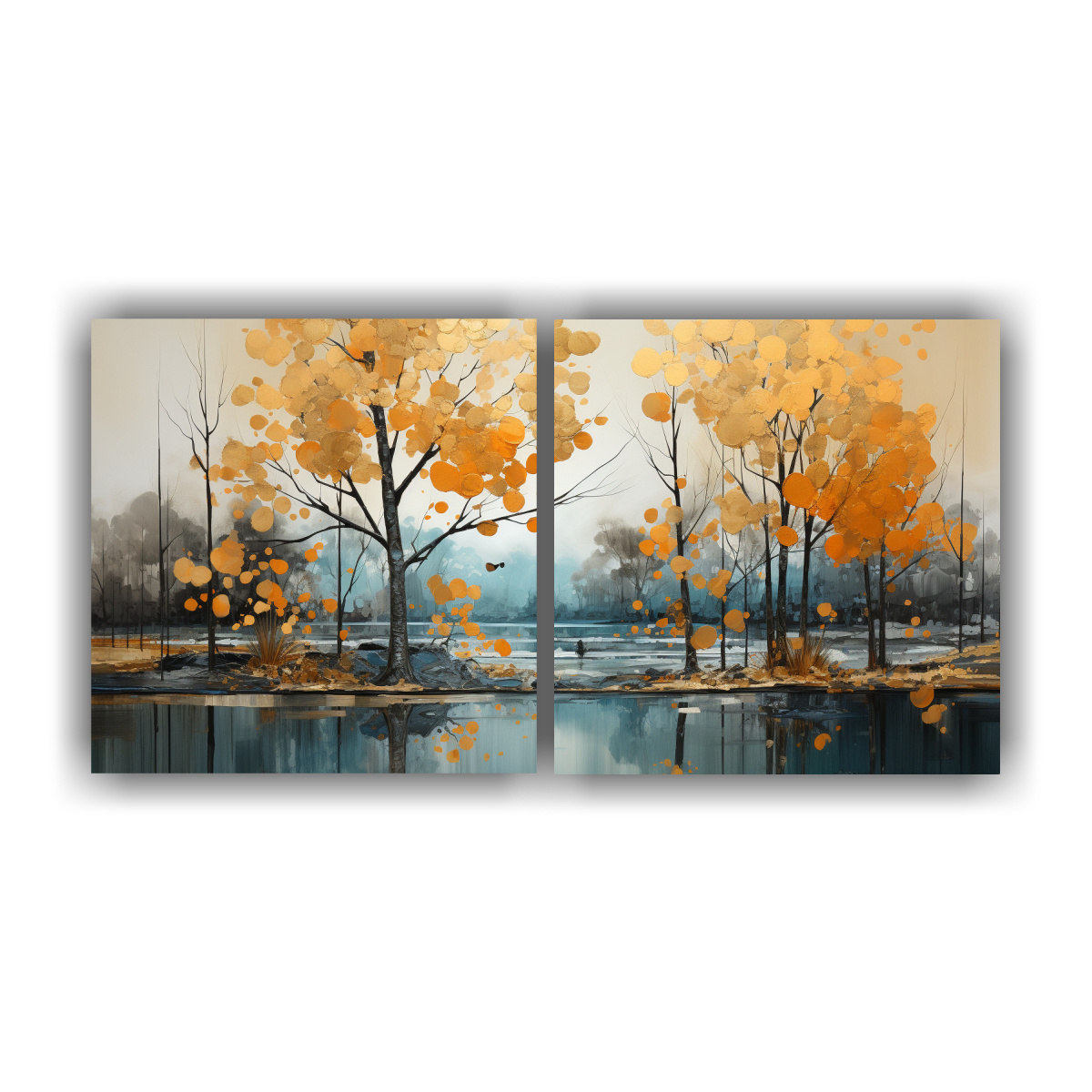 CUADRO REGALO DOS TELAS EN BASTIDOR PINTURA 60X30 CM - 1
