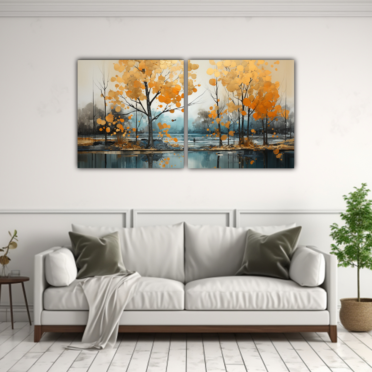 CUADRO REGALO DOS TELAS EN BASTIDOR PINTURA 60X30 CM - 2