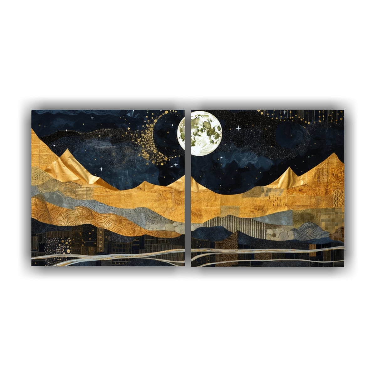 CUADROS LUNA MONTAÑAS PAISAJE INTENSO 60X30 CM - 1