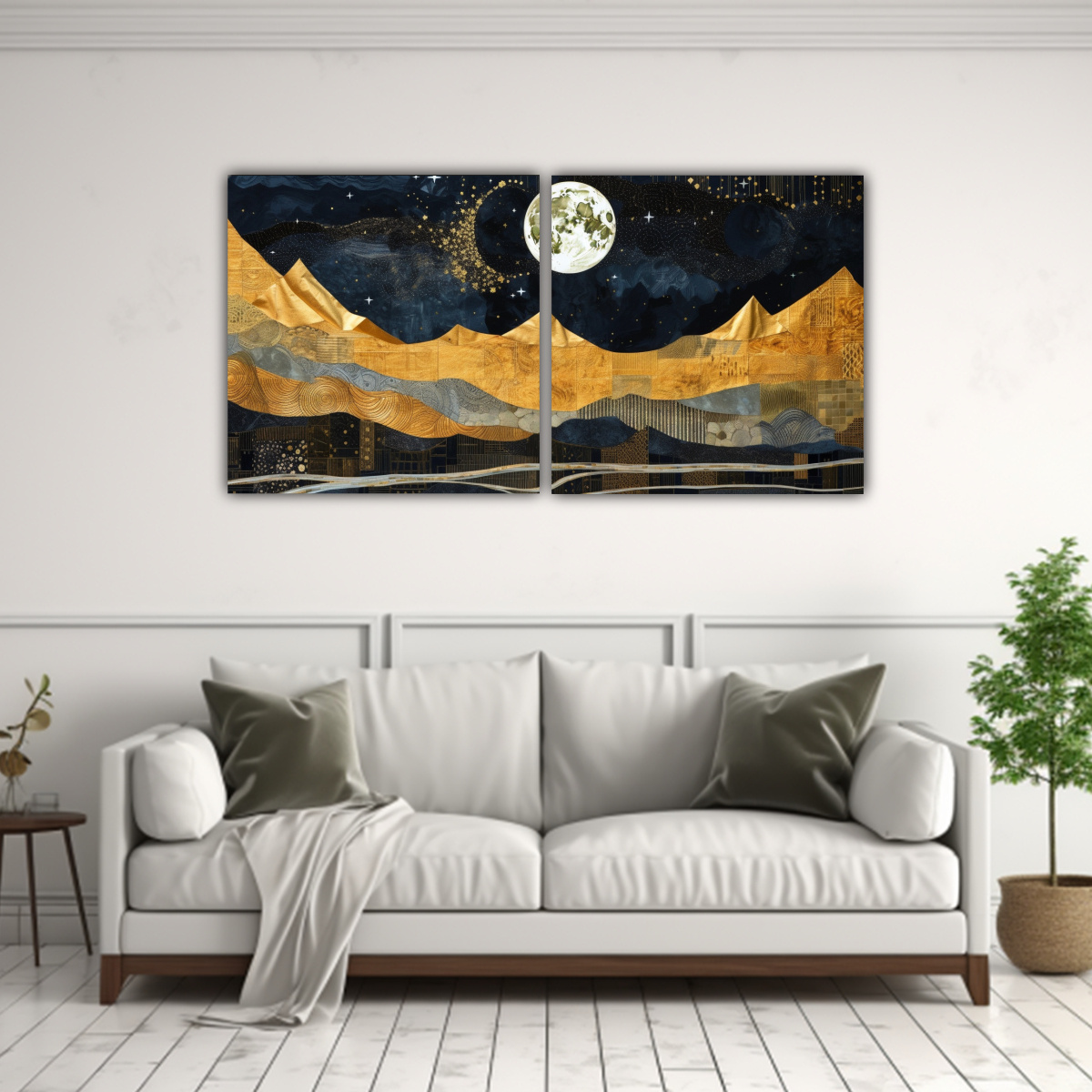 CUADROS LUNA MONTAÑAS PAISAJE INTENSO 60X30 CM - 2