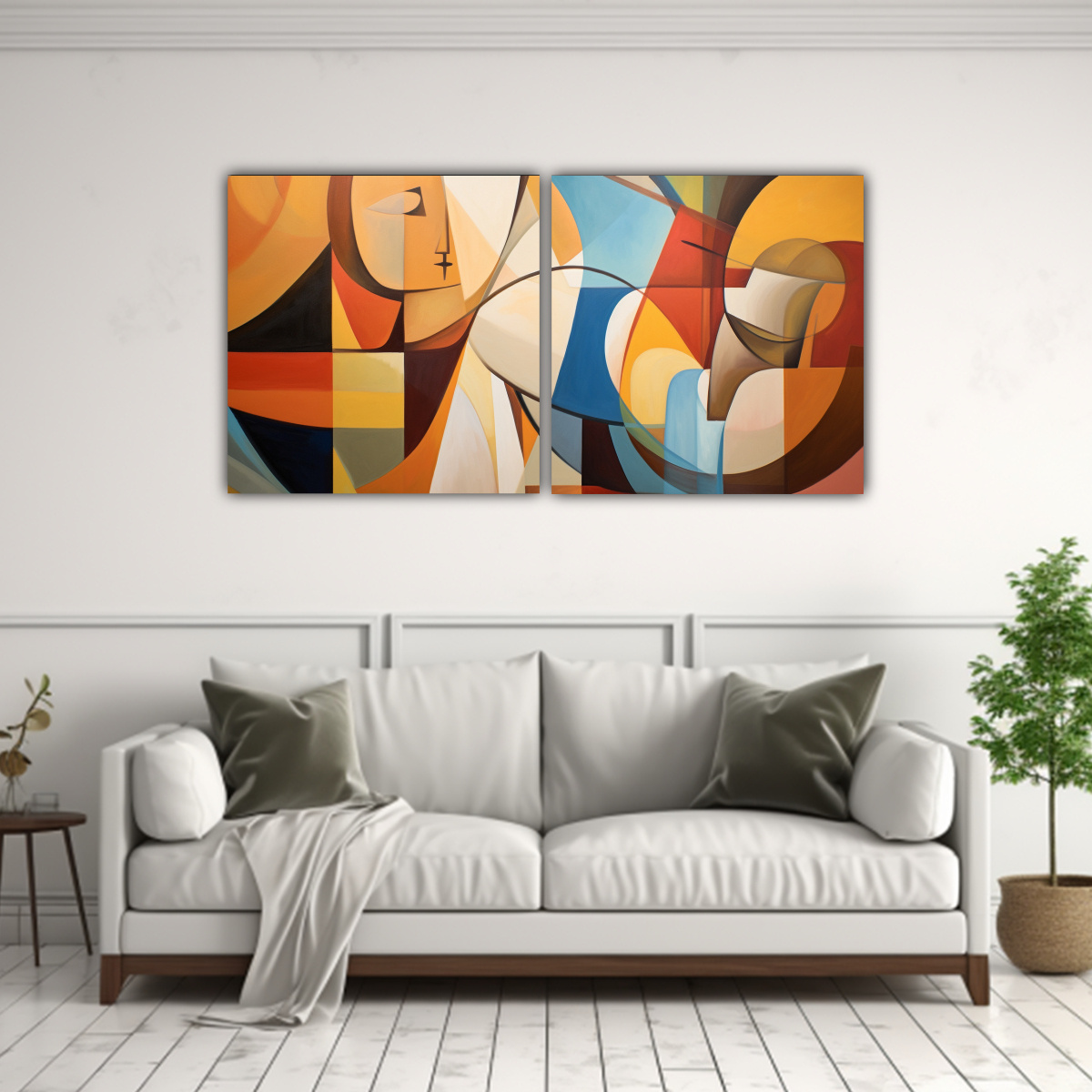 PINTURAS ABSTRACTAS INSPIRADAS EN EL CUBISMO CON 140X70 CM - 2