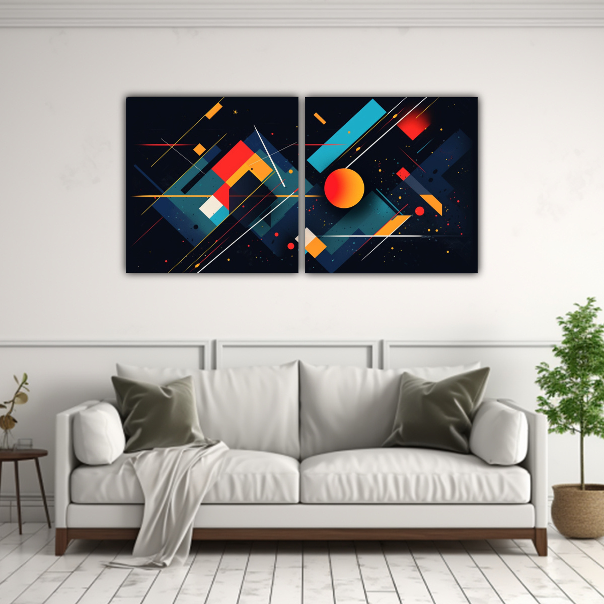 PINTURAS DECORATIVAS ABSTRACTAS GEOMÉTRICAS 100X50 CM - 2