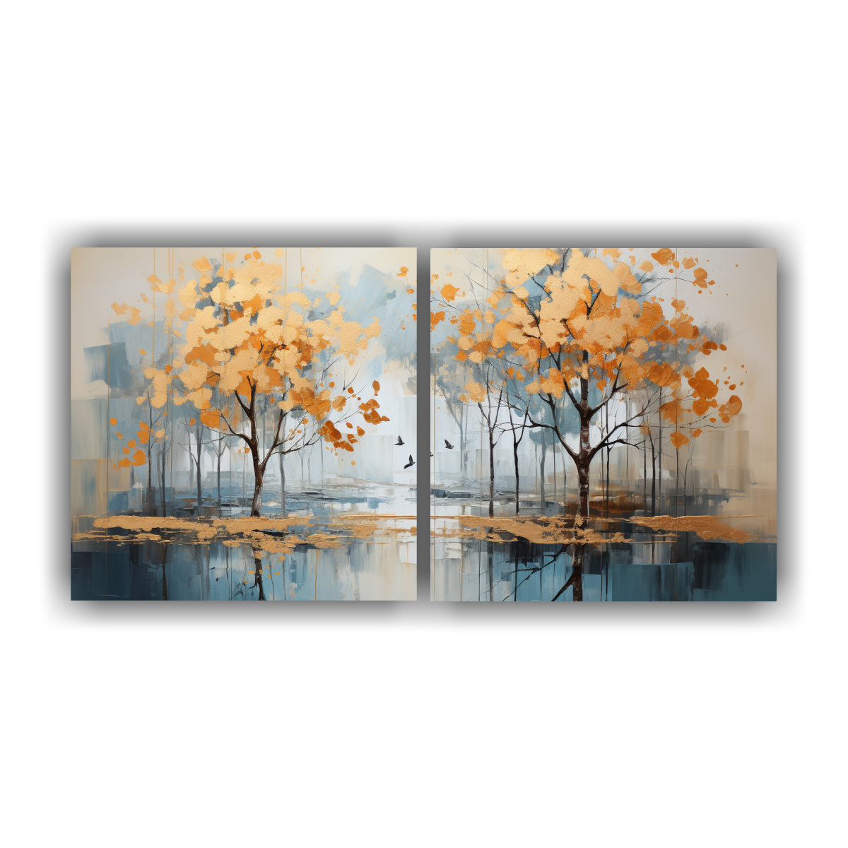 DIPTICO CUADRO NATURALEZA VIVA PINTURA ABSTRACTA 160X80 CM - 1
