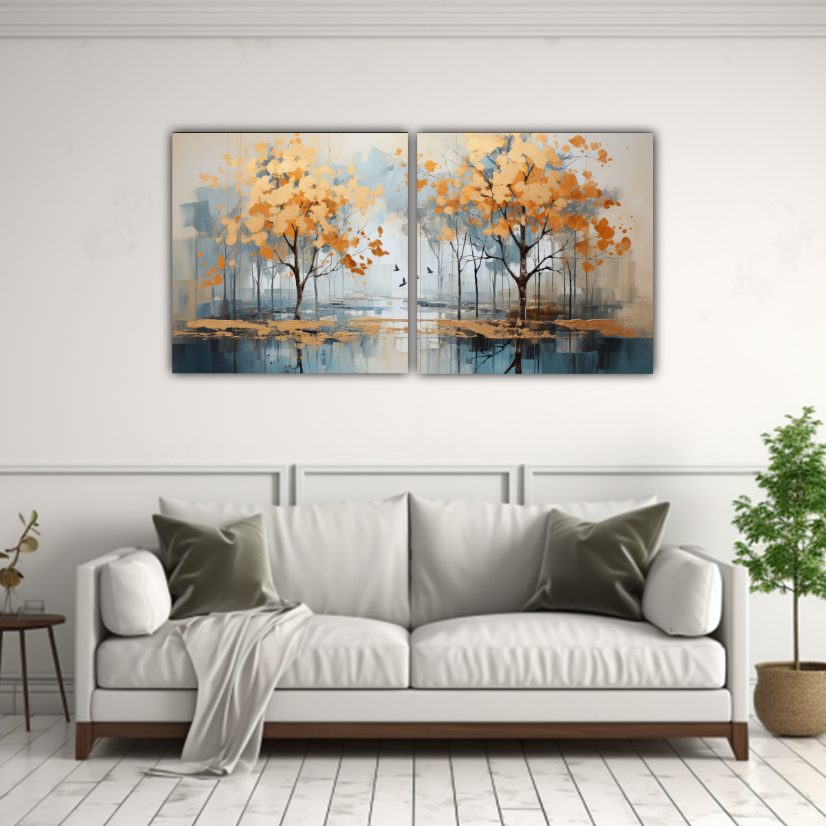 DIPTICO CUADRO NATURALEZA VIVA PINTURA ABSTRACTA 160X80 CM - 2