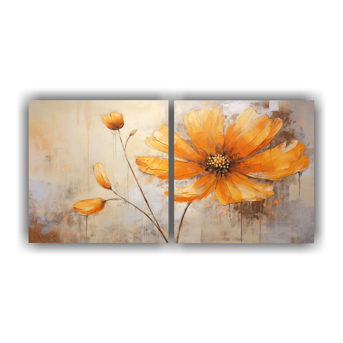 CUADRO INSPIRACIÓN ESCENARIO FLORAL NARANJA EN 100X50 CM - 1