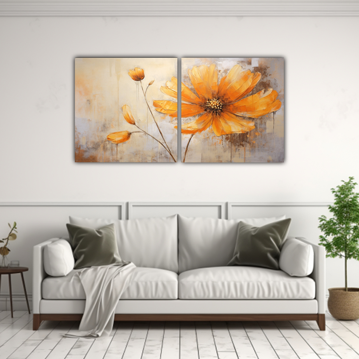 CUADRO INSPIRACIÓN ESCENARIO FLORAL NARANJA EN 100X50 CM - 2