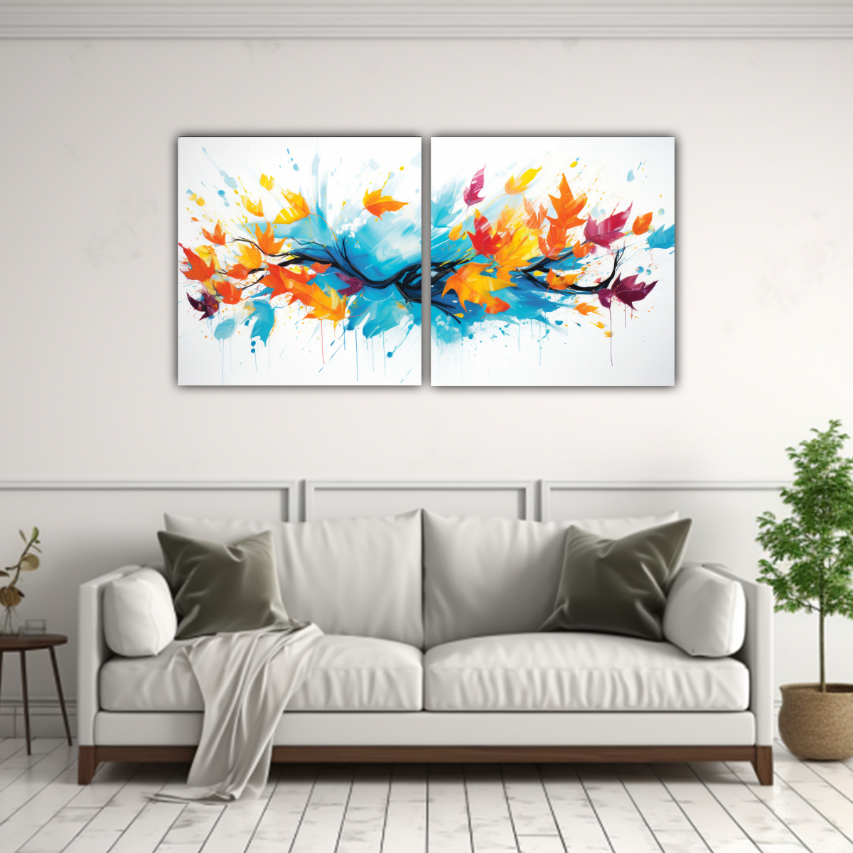 PINTURAS DE DECORACIÓN INSPIRADORAS CON HOJAS 40X20 CM - 2