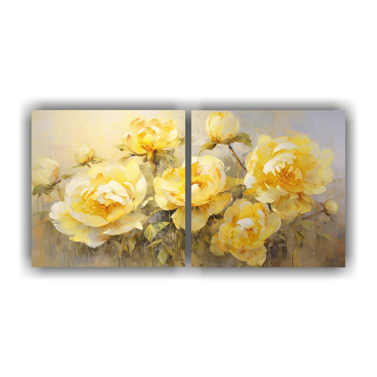 DOS COMPOSICIONES MODERNAS ESCENARIO DE AMAPOLAS 60X30 CM - 1