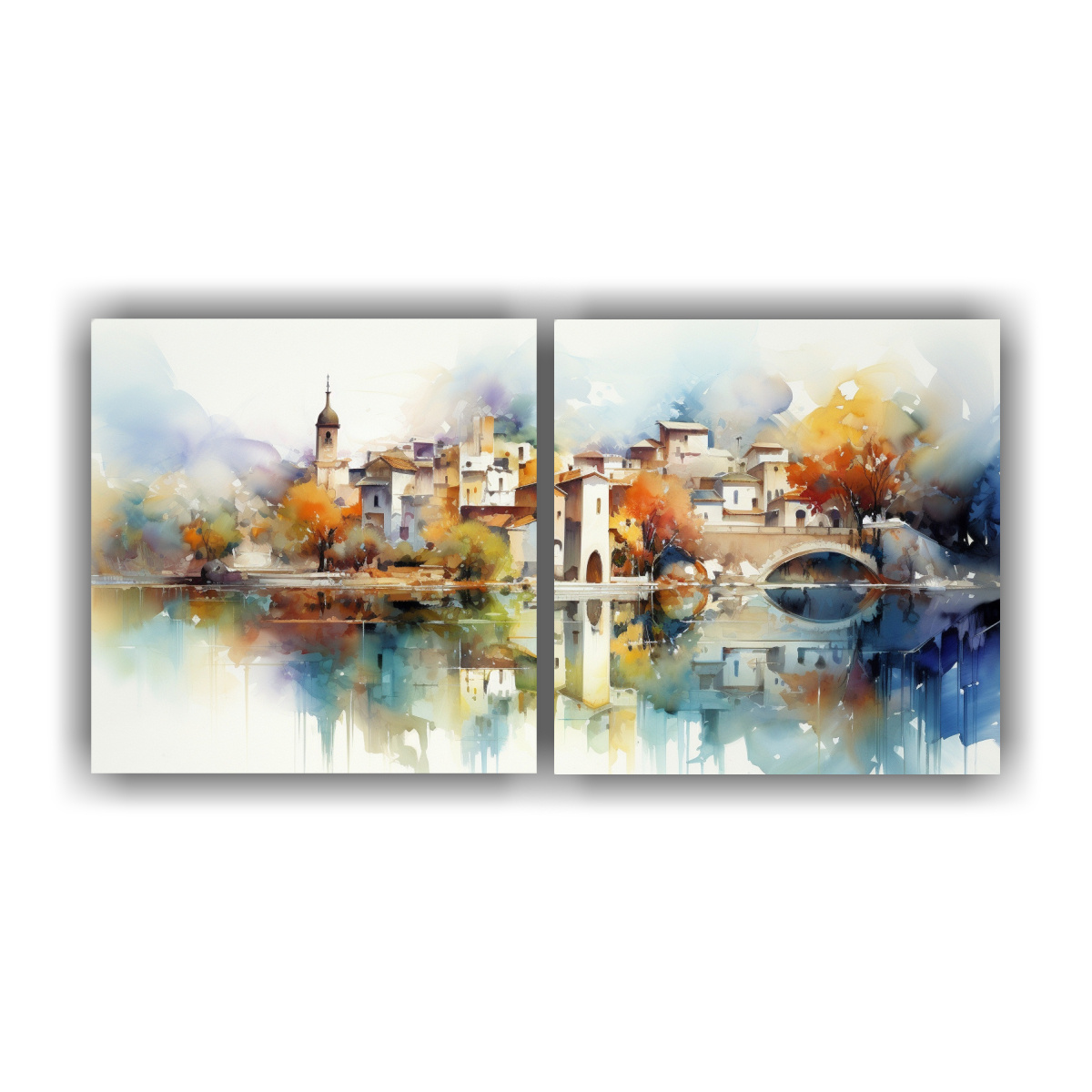 PAISAJES ABSTRACTOS PARA COMEDOR EN ACUARELAS DOS 120X60 CM - 1