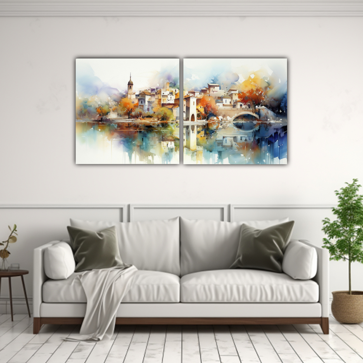 PAISAJES ABSTRACTOS PARA COMEDOR EN ACUARELAS DOS 120X60 CM - 2