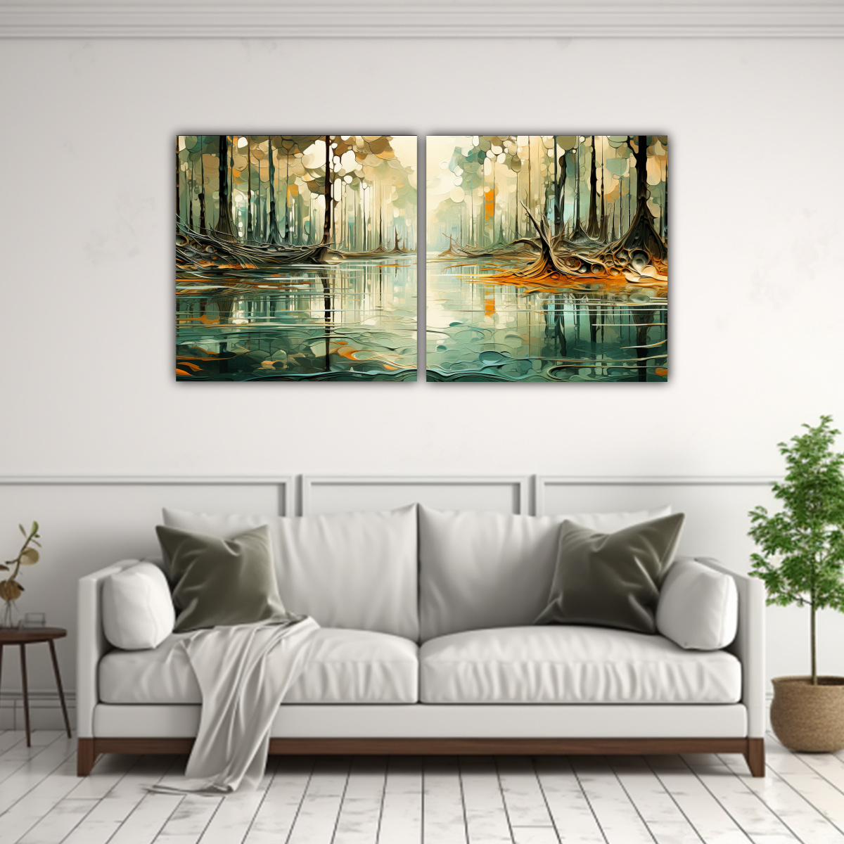 SET 2 LIENZOS CONCEPTUAL MOTIVO BOSQUE SERENO CON 120X60 CM - 2
