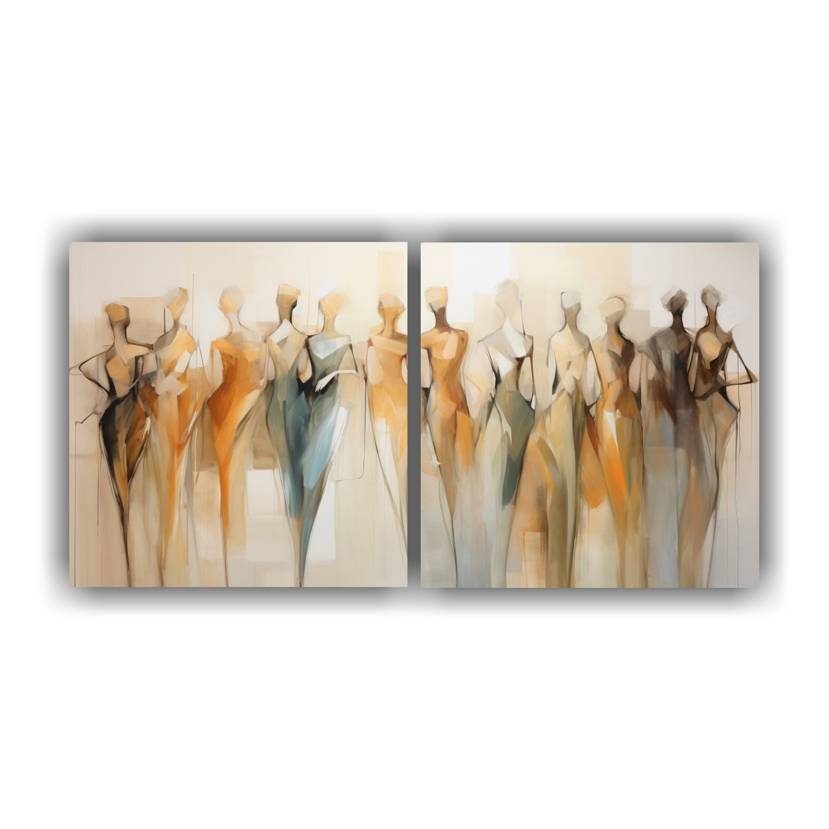 CONJUNTO DE CUADROS ABSTRACTOS CON FIGURAS 140X70 CM - 1