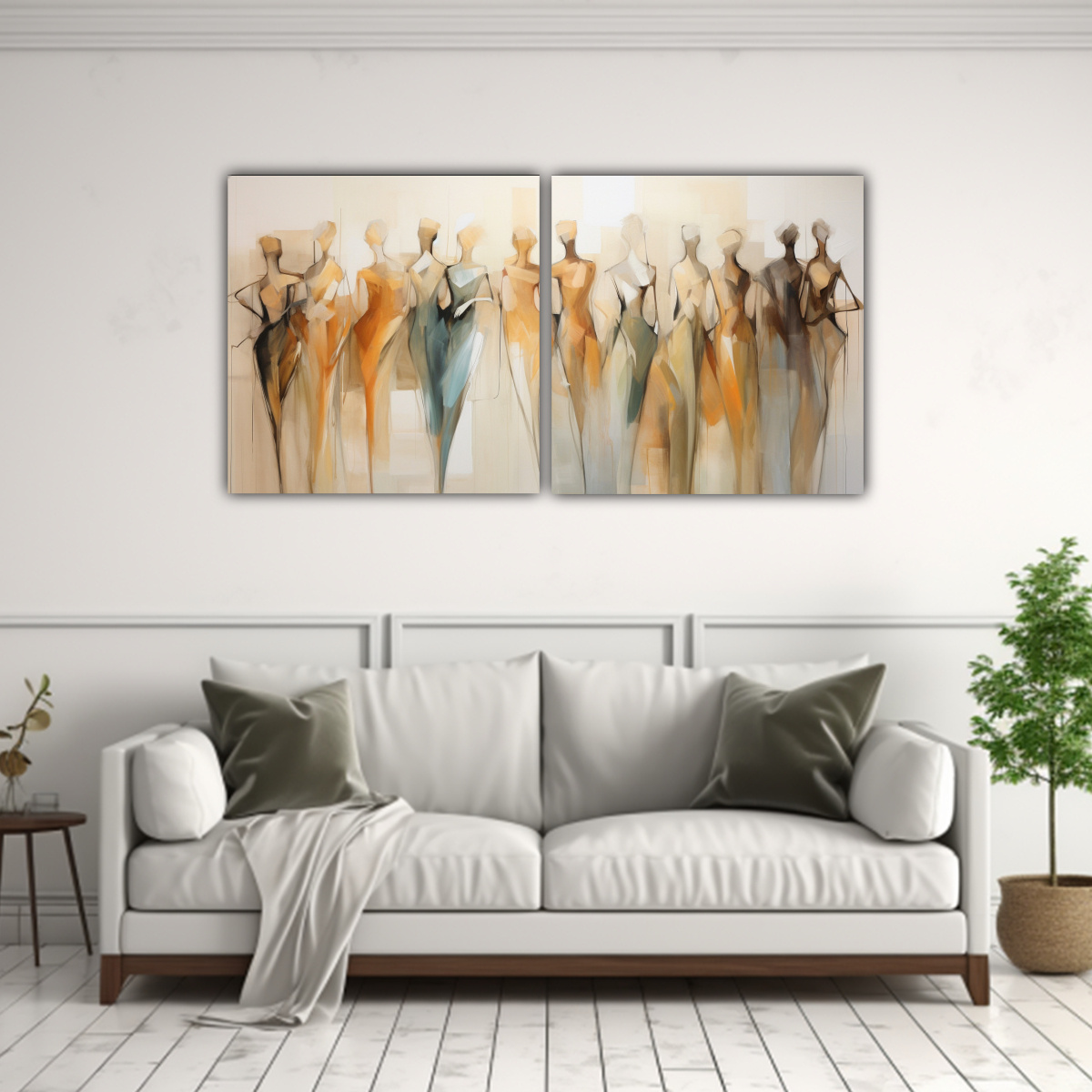 CONJUNTO DE CUADROS ABSTRACTOS CON FIGURAS 140X70 CM - 2