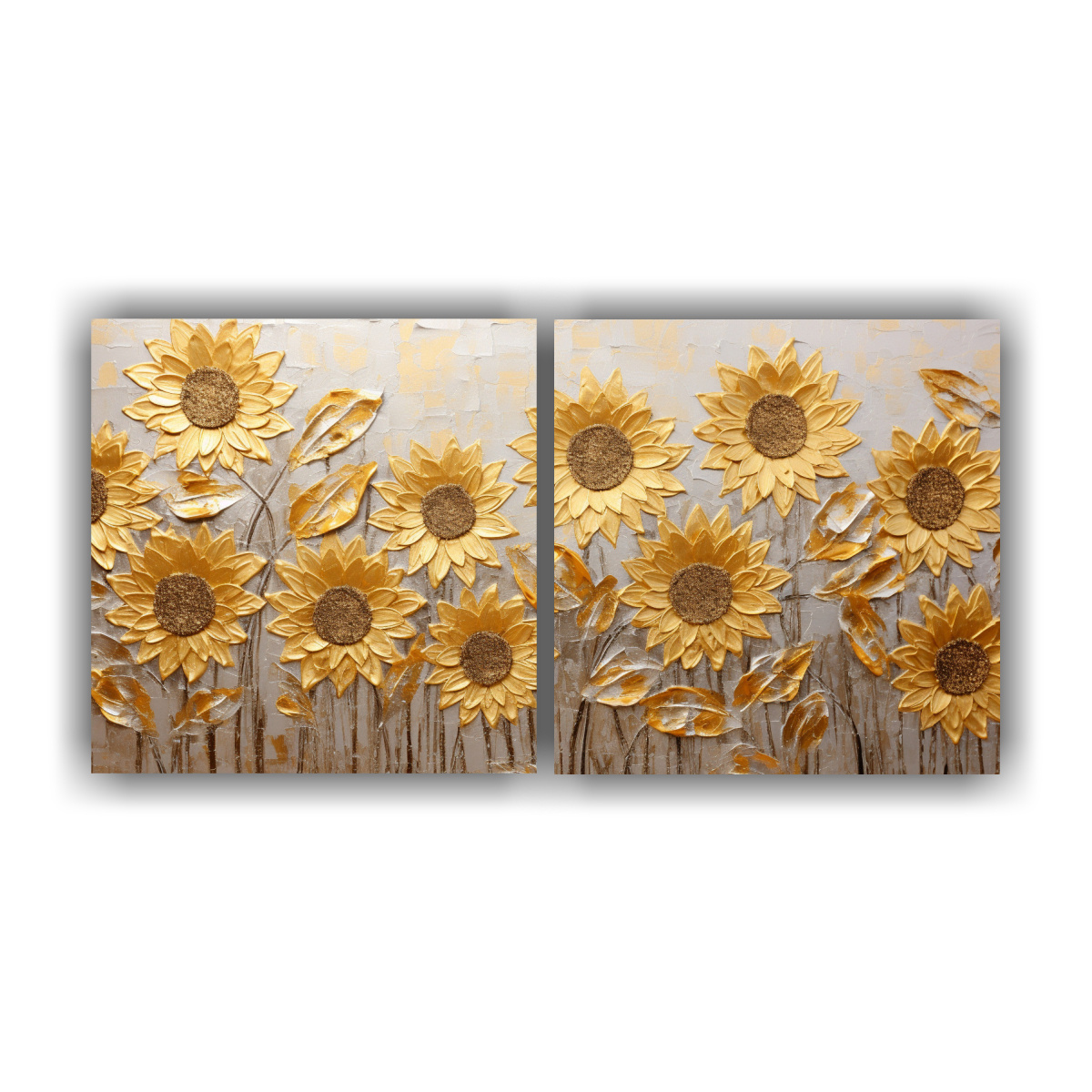 PINTURA JUVENIL DE GIRASOLES DORADOS EN LIENZO 80X40 CM - 1