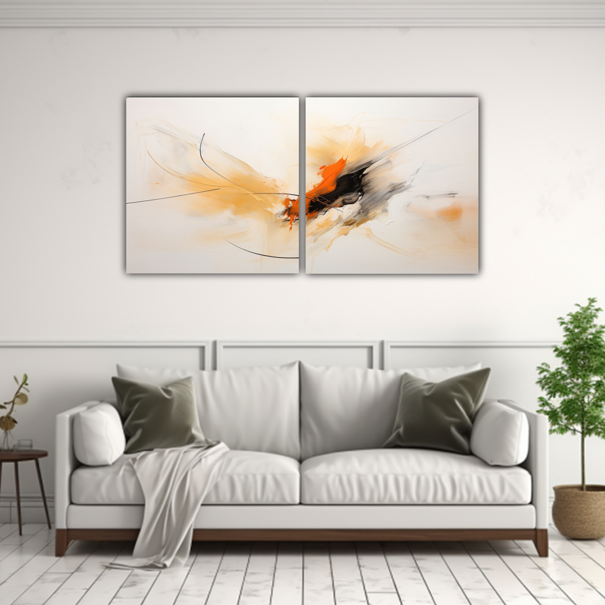 SET 2 PINTURAS DE PARED ABSTRACTAS ESTILO BOHO 120X60 CM - 2