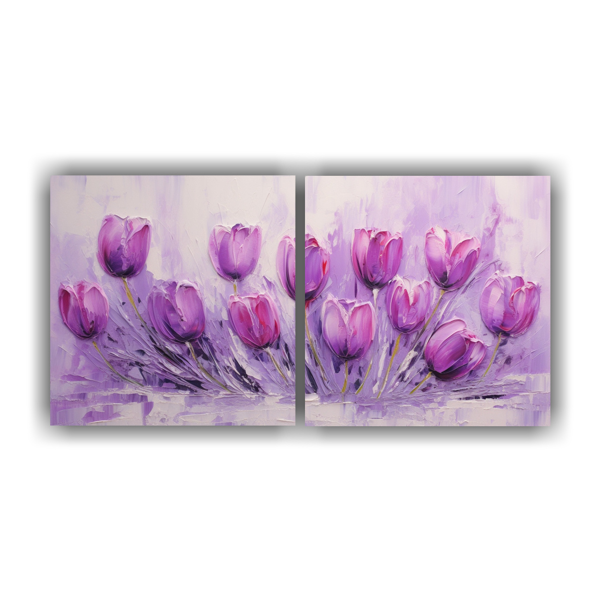 PINTURA LIENZO JUVENIL DE TULIPANES MORADOS 80X40 CM - 1