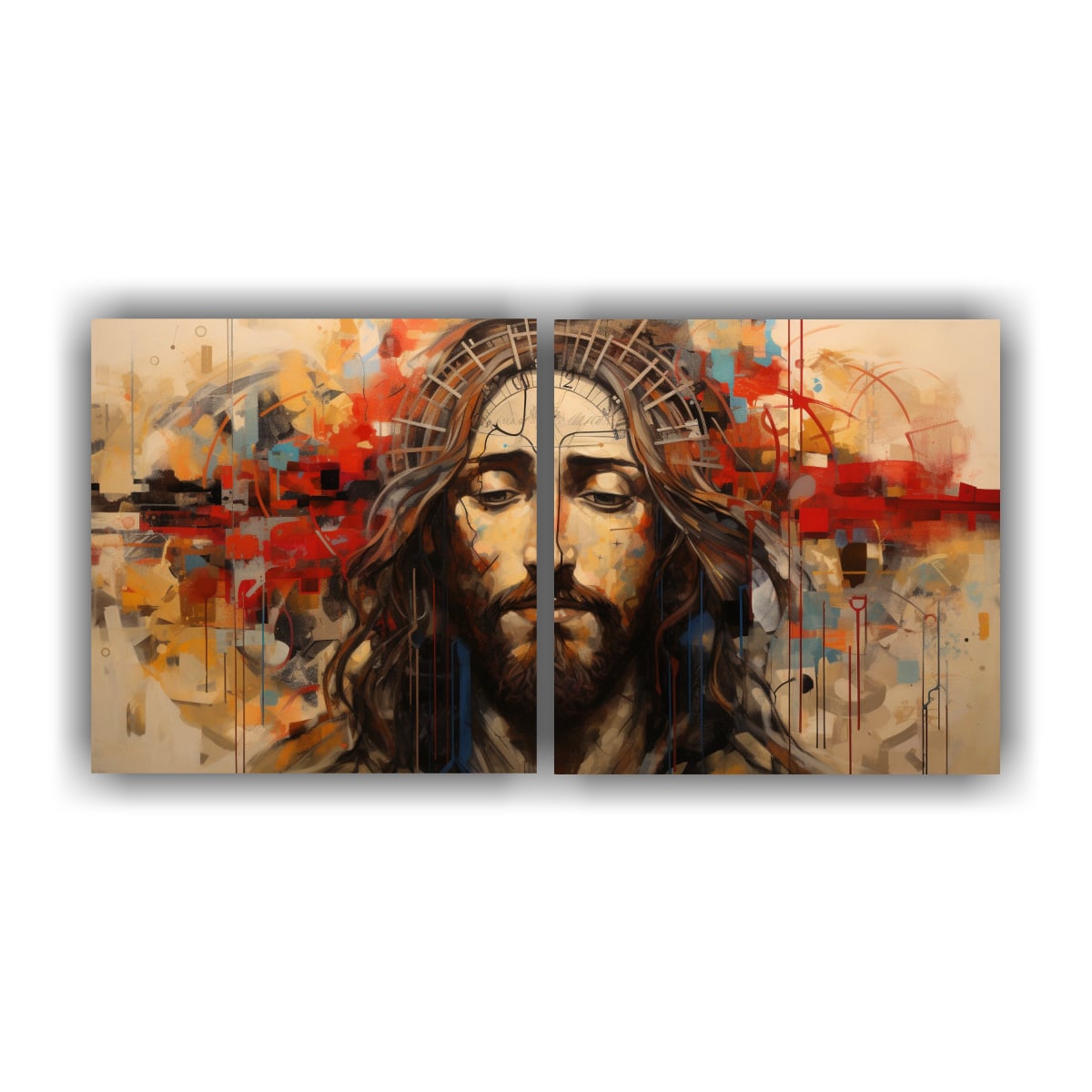 PINTURAS EN LIENZO INSPIRADORAS DE JESUCRISTO SET 80X40 CM - 1