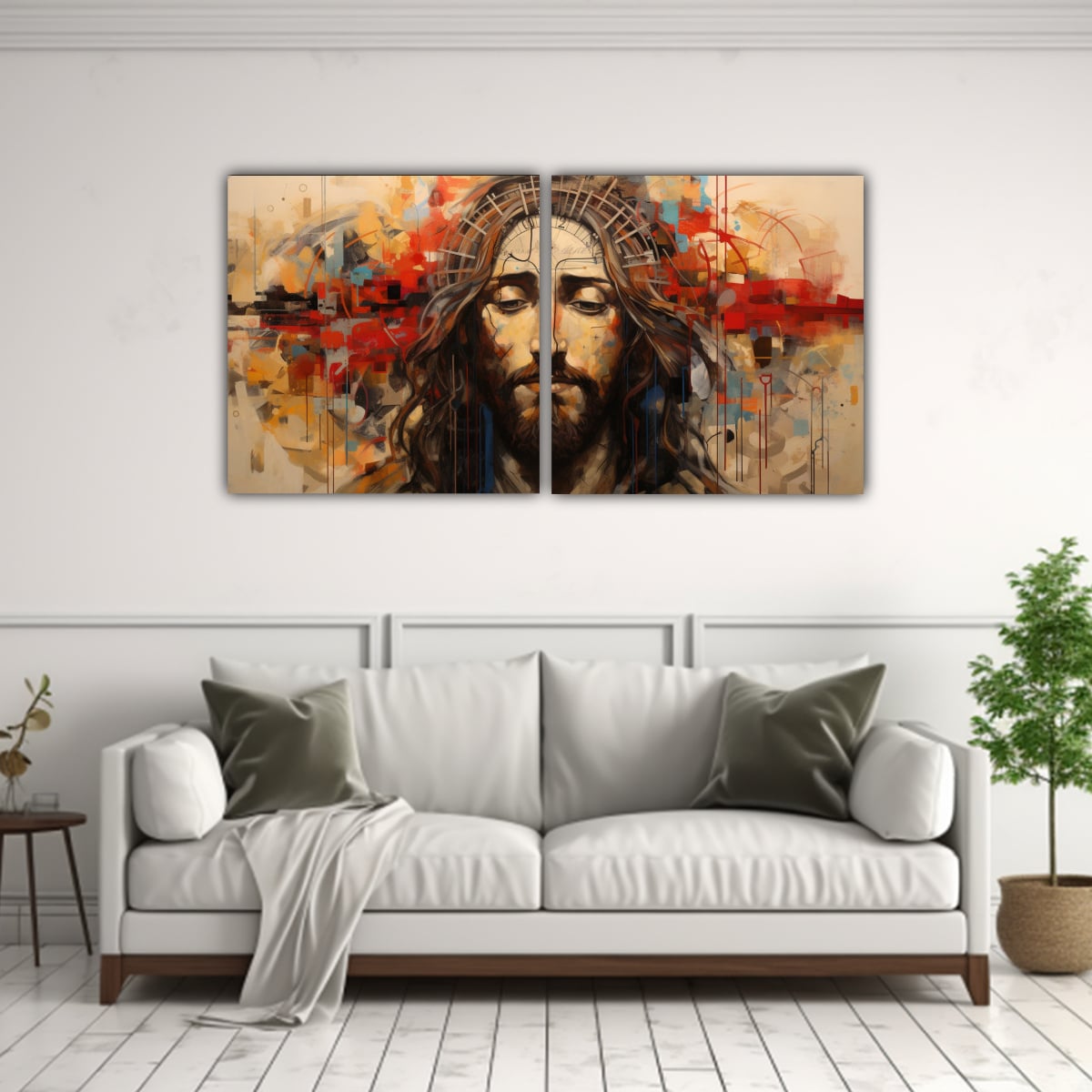 PINTURAS EN LIENZO INSPIRADORAS DE JESUCRISTO SET 80X40 CM - 2