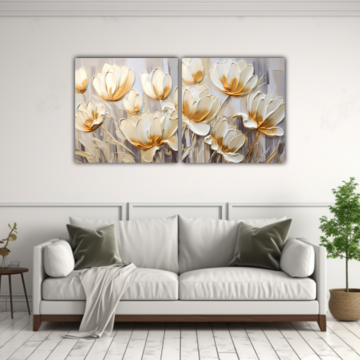 PINTURA VINTAGE PARA DORMITORIO: TULIPANES 100X50 CM - 2