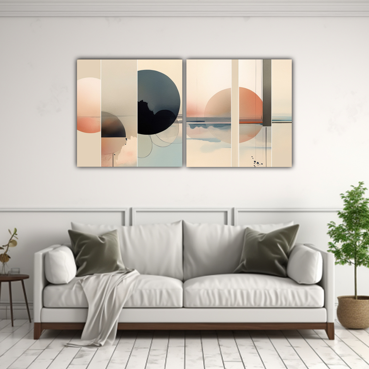 PINTURAS DE ARTE ABSTRACTO Y MINIMALISTA CON 40X20 CM - 2